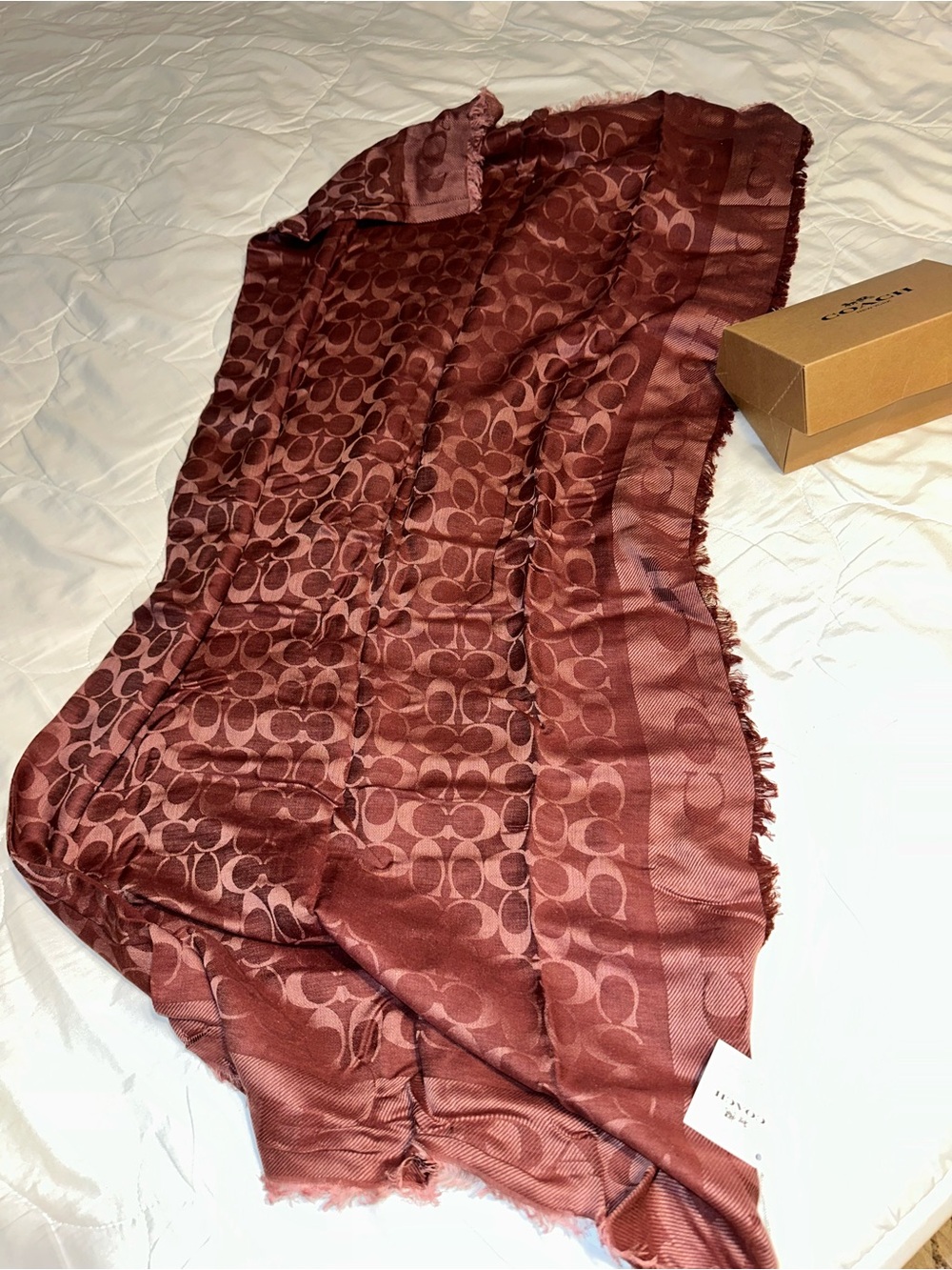 Coach Jacquard Logo Scarf in Rust Brown